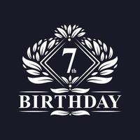 7 years Birthday Logo, Luxury 7th Birthday Celebration. vector