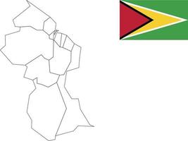 mapa y bandera de guyana vector