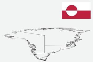mapa y bandera de groenlandia vector