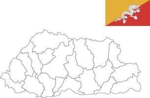 map and flag of Bhutan vector