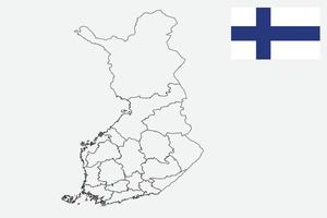 mapa y bandera de finlandia vector