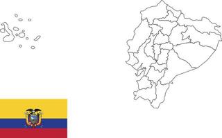 mapa y bandera de ecuador vector