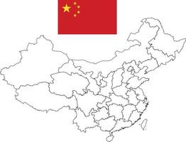 mapa y bandera de china vector