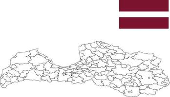 map and flag of Latvia vector