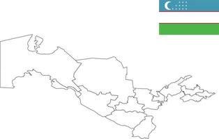 mapa y bandera de uzbekistán vector