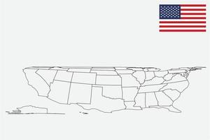 map and flag of United ,States vector