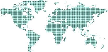 World map dots blue green color vector