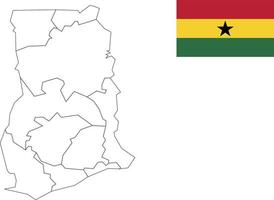 mapa y bandera de ghana vector