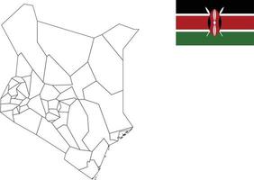 mapa y bandera de kenia vector