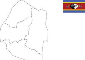 map and flag of Eswatini Swaziland vector