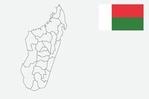 mapa y bandera de madagascar vector