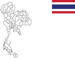 mapa y bandera de tailandia vector