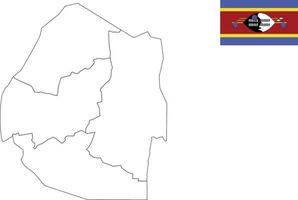 map and flag of Swaziland vector