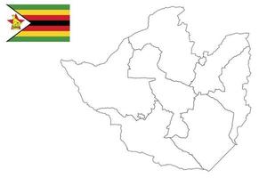 mapa y bandera de zimbabue vector