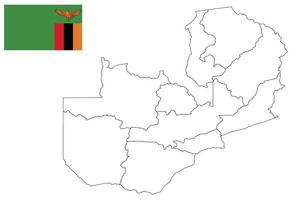 mapa y bandera de zambia vector