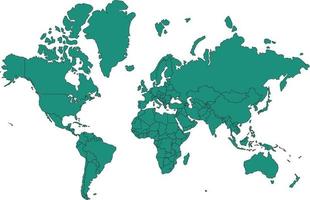 World map blue green color vector