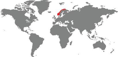 mapa de noruega en el mapa mundial vector