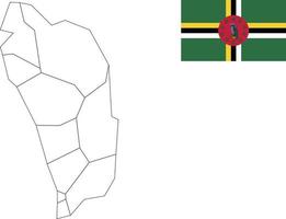 mapa y bandera de dominica vector