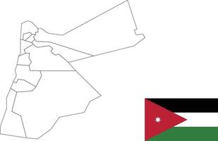 mapa y bandera de jordania vector