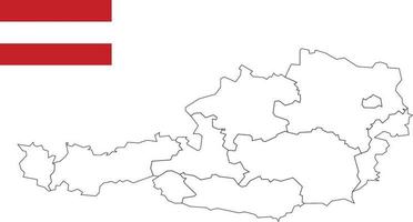 mapa y bandera de austria vector