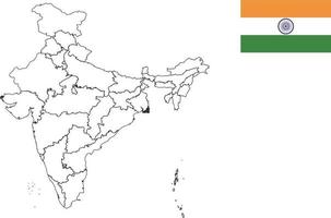 mapa y bandera de india vector