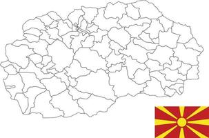 mapa y bandera de macedonia vector