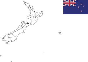 map and flag of New Zealand vector