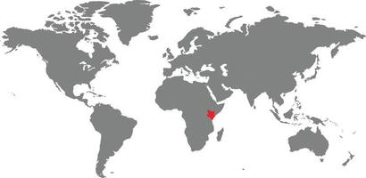Mapa de Kenia en el mapa mundial vector