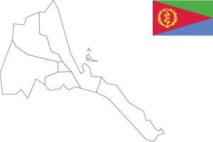 mapa y bandera de eritrea vector