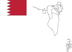 mapa y bandera de bahrein vector