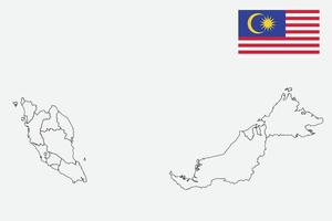 mapa y bandera de malasia vector