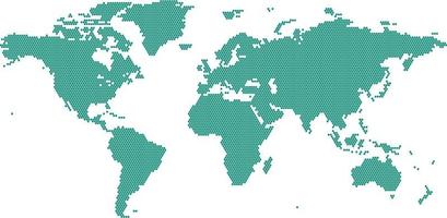 World map polygon blue green color vector