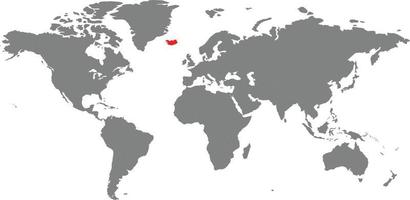 mapa de islandia en el mapa mundial vector