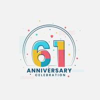 61 Anniversary celebration, Modern 61st Anniversary design vector