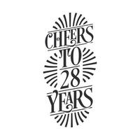 Celebración de cumpleaños vintage de 28 años, saludos a los 28 años. vector
