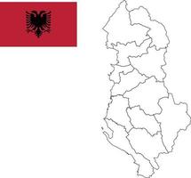 mapa y bandera de albania vector