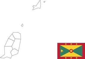 mapa y bandera de granada vector