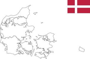 map and flag of Denmark vector