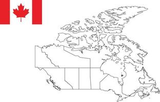 map and flag of Canada vector