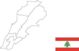 mapa y bandera de líbano vector