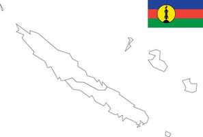 mapa y bandera de nueva caledonia vector