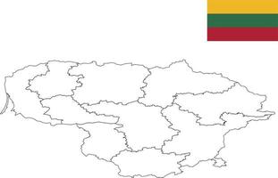 map and flag of Lithuania vector