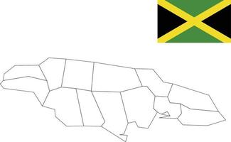 mapa y bandera de jamaica vector