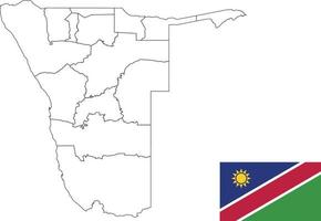 mapa y bandera de namibia vector