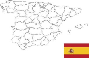 map and flag of Spain vector