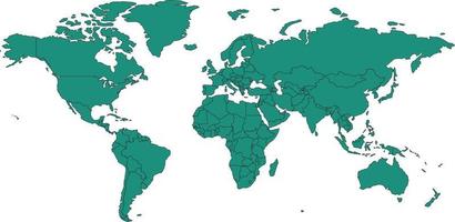 mapa del mundo color verde azul vector