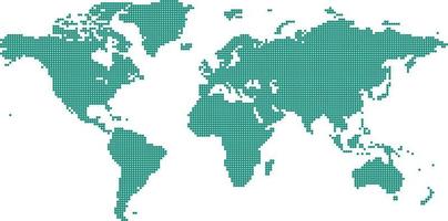 World map dots blue green color vector