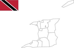 mapa y bandera de trinidad y tobago vector