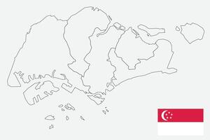 mapa y bandera de singapur vector