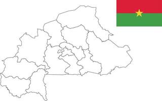 mapa y bandera de burkina faso vector